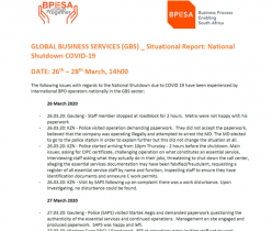 GBS Situational Report: National Shutdown COVID-19 26-28 March 2020